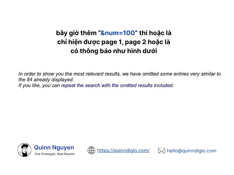 Sự thay đổi sau khi google xoá &num=100