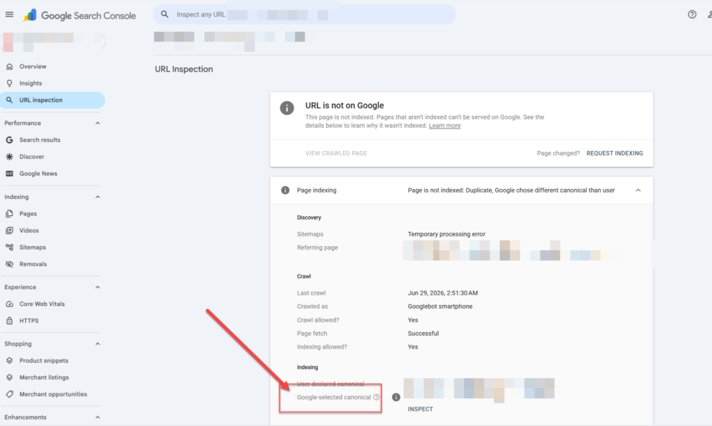 Hướng dẫn xử lý lỗi duplicate, google chose different canonical than user